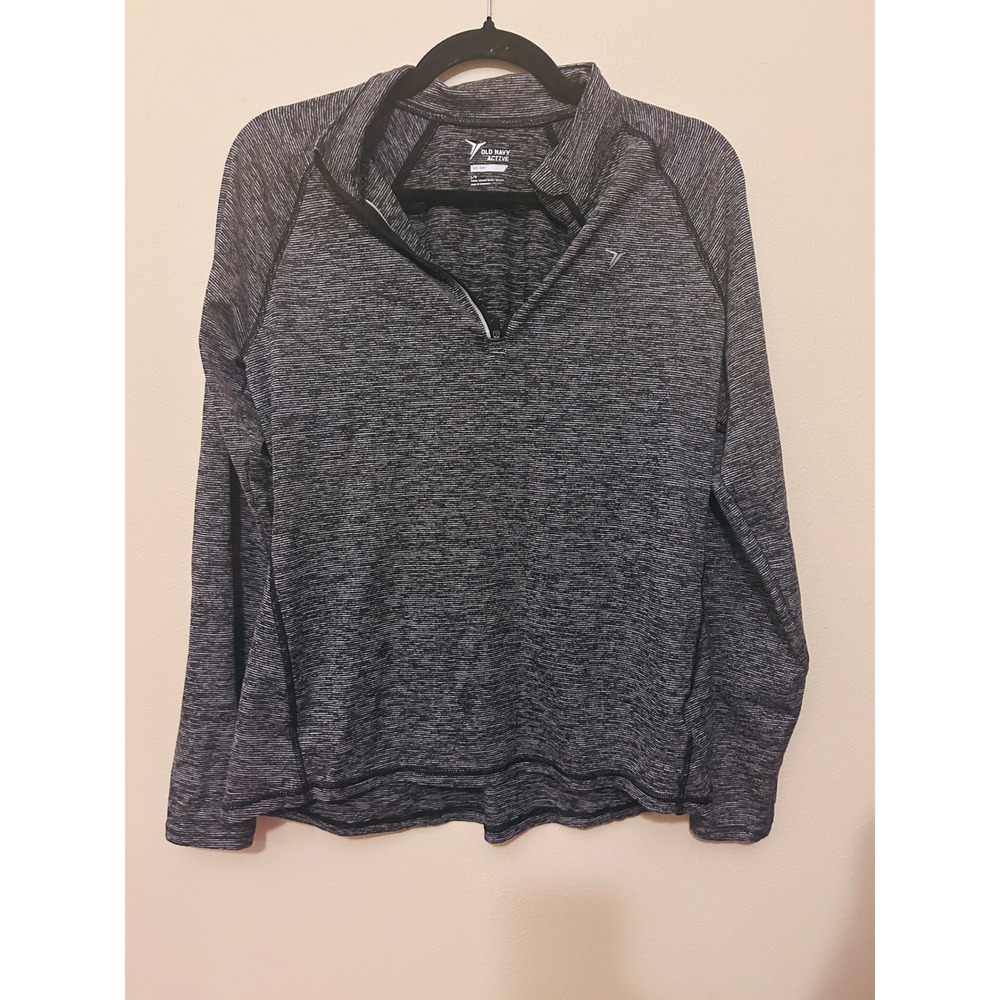Old Navy Active Pullover Womens Large Black White Excellent Go-Dry Quarter Zip